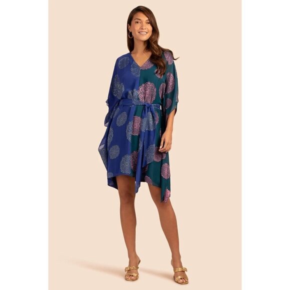 💕TRINA TURK💕 Tanaya Caftan Majestic Medallions Clip Jacquard XS *MISSING BELT* - Picture 2 of 13
